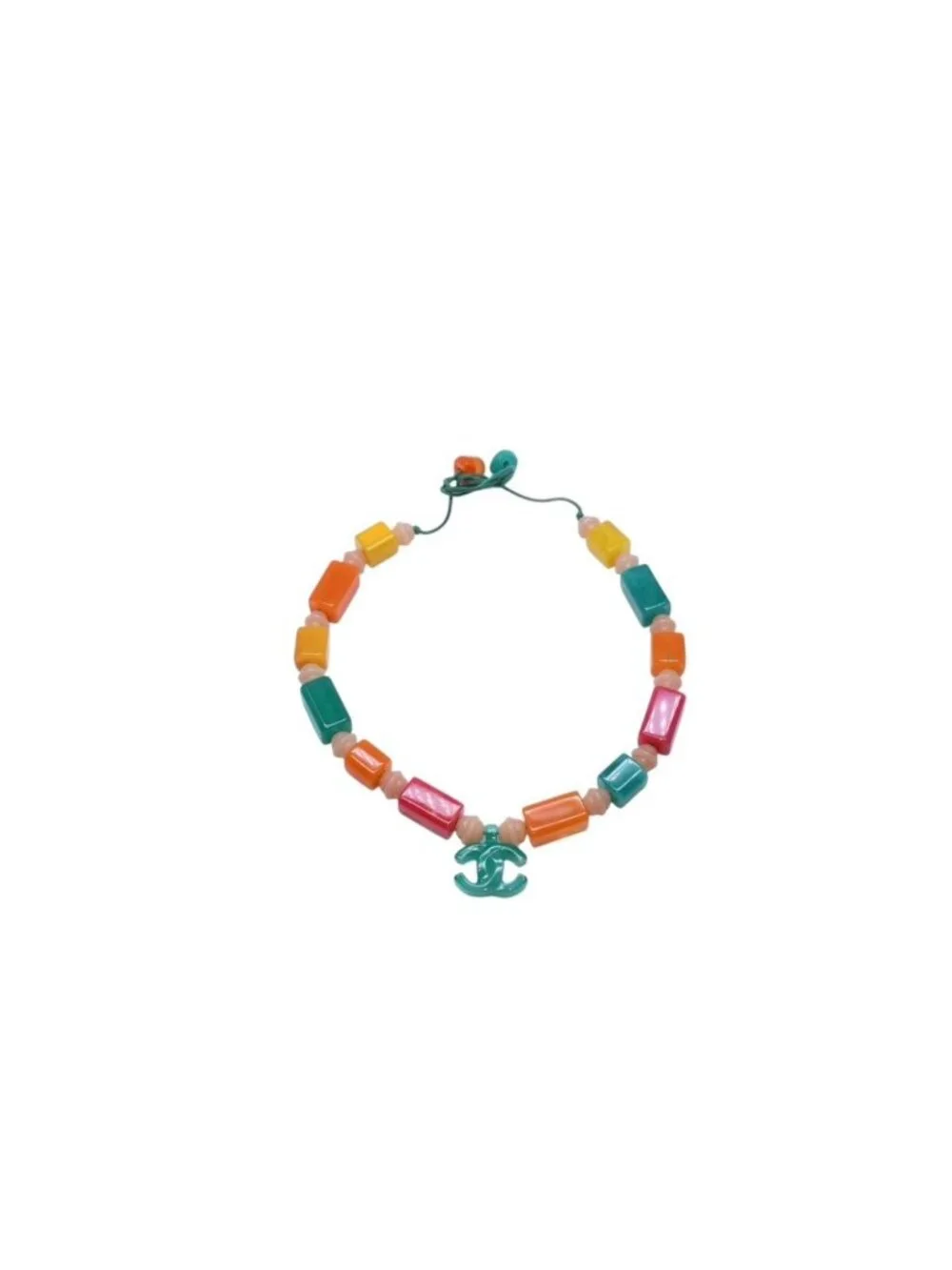 Chanel CC Logo Necklace Plastic Candy Color Multicolor Stone